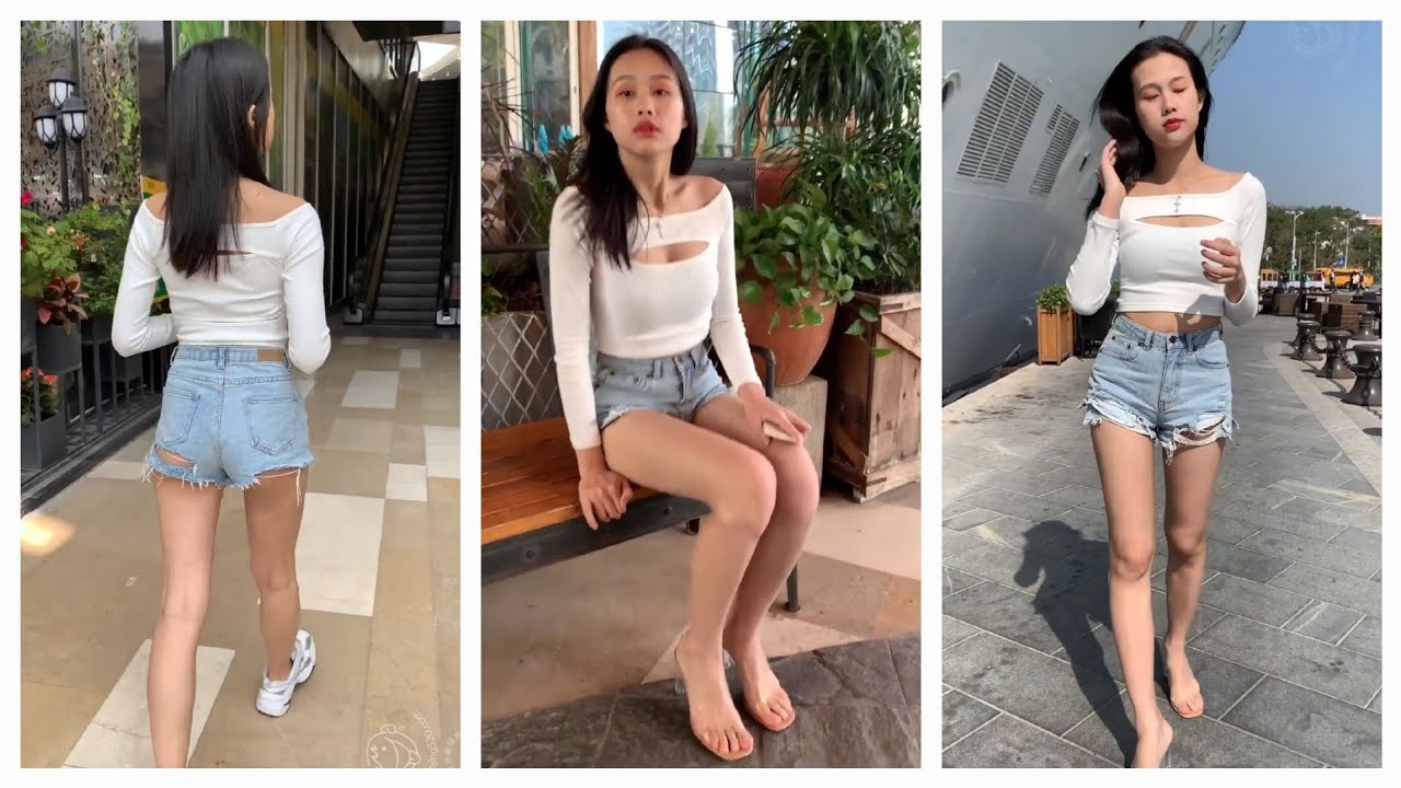 Cute female model 💝 tight short jeans p2 😘 #hhchannel #hhkhoedang #hhmodels