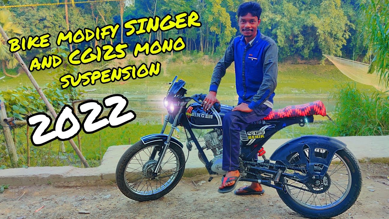 modify bike । SINGER and CG125 mono suspension setting - YouTube