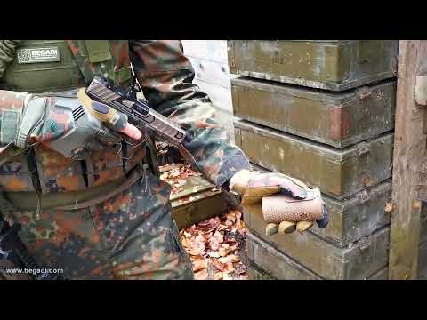 Begadi Airsoft Federdruck Granate auf dem Spielfeld