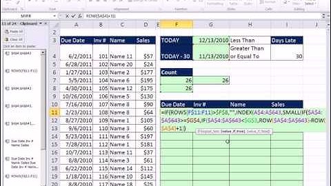 Excel Magic Trick 754: Extract Records For Invoices 30 Days Past Due -- Formula Method