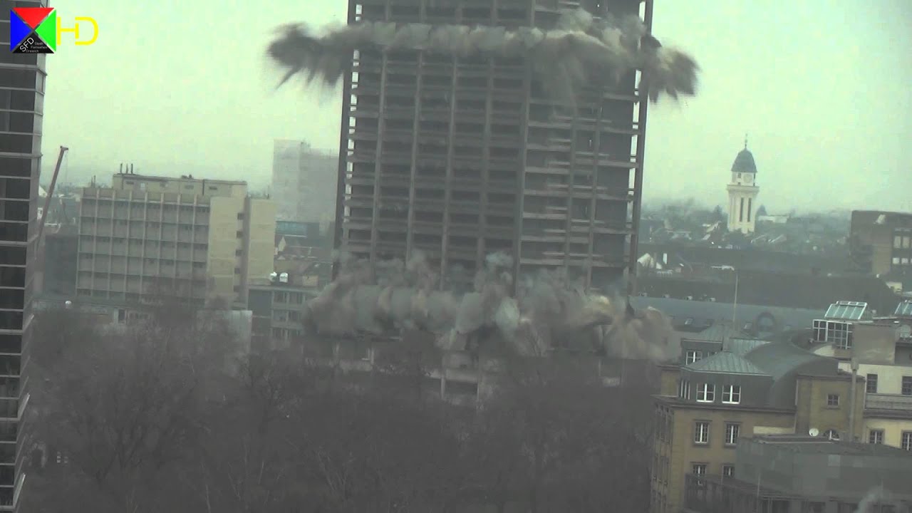Abriss Sprengung des AfE Turms in Frankfurt [HD]