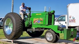 john deere g pulling tractor on cut tires sounds insane