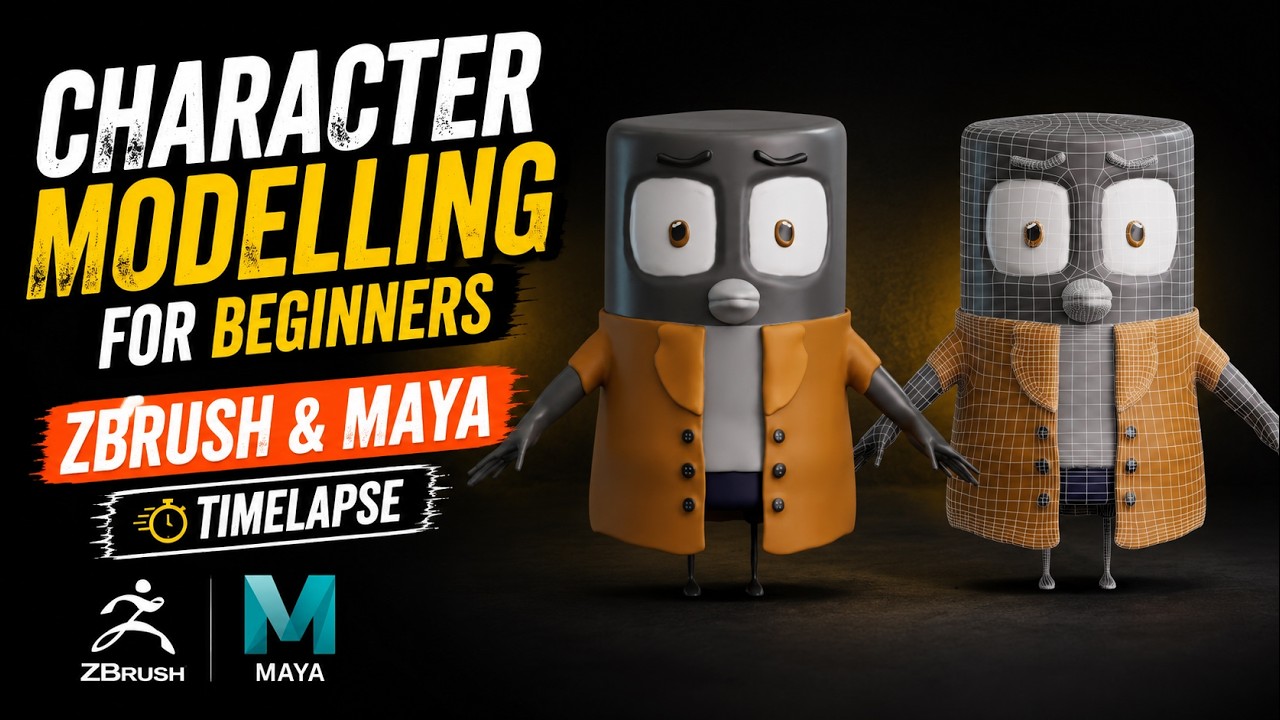 Character modelling for beginners Zbrush & Maya Timelapse - YouTube