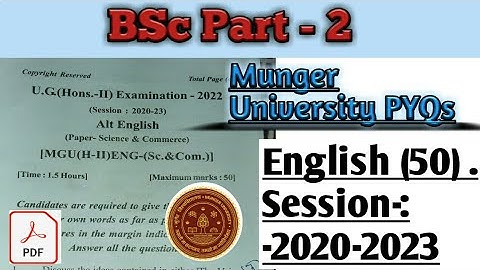 Munger University English 50 Part 2 Pyqs exam 2022 #mu #bsc