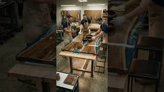 Ocean Wave Resin Table Build 🌊 Incredible Epoxy River Table Transformation #shorts