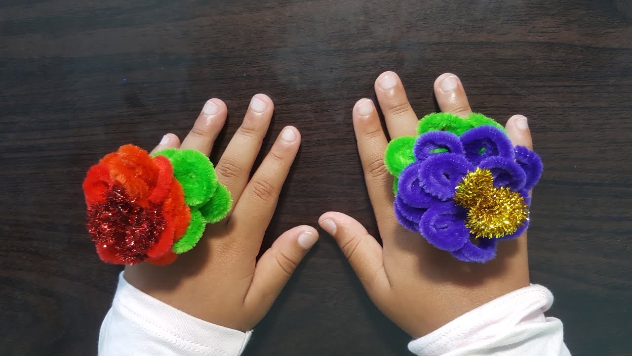 DIY Pipe Cleaner Rose Ring YouTube