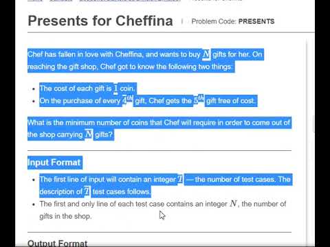 Presents for Cheffina Codechef solution | CodeChef Starters 36 ✅ (100/100) FULL | PRESENTS