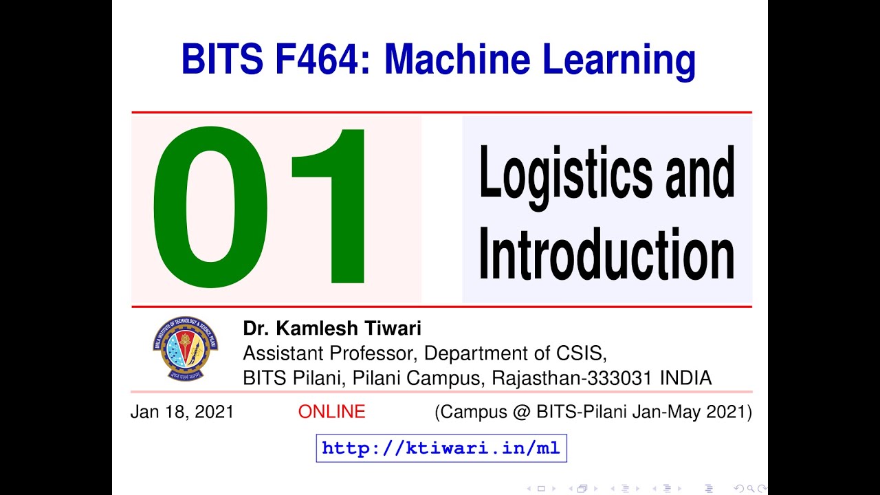 BITS-ML2021-Lecture-01 Introduction To Machine Learning - YouTube