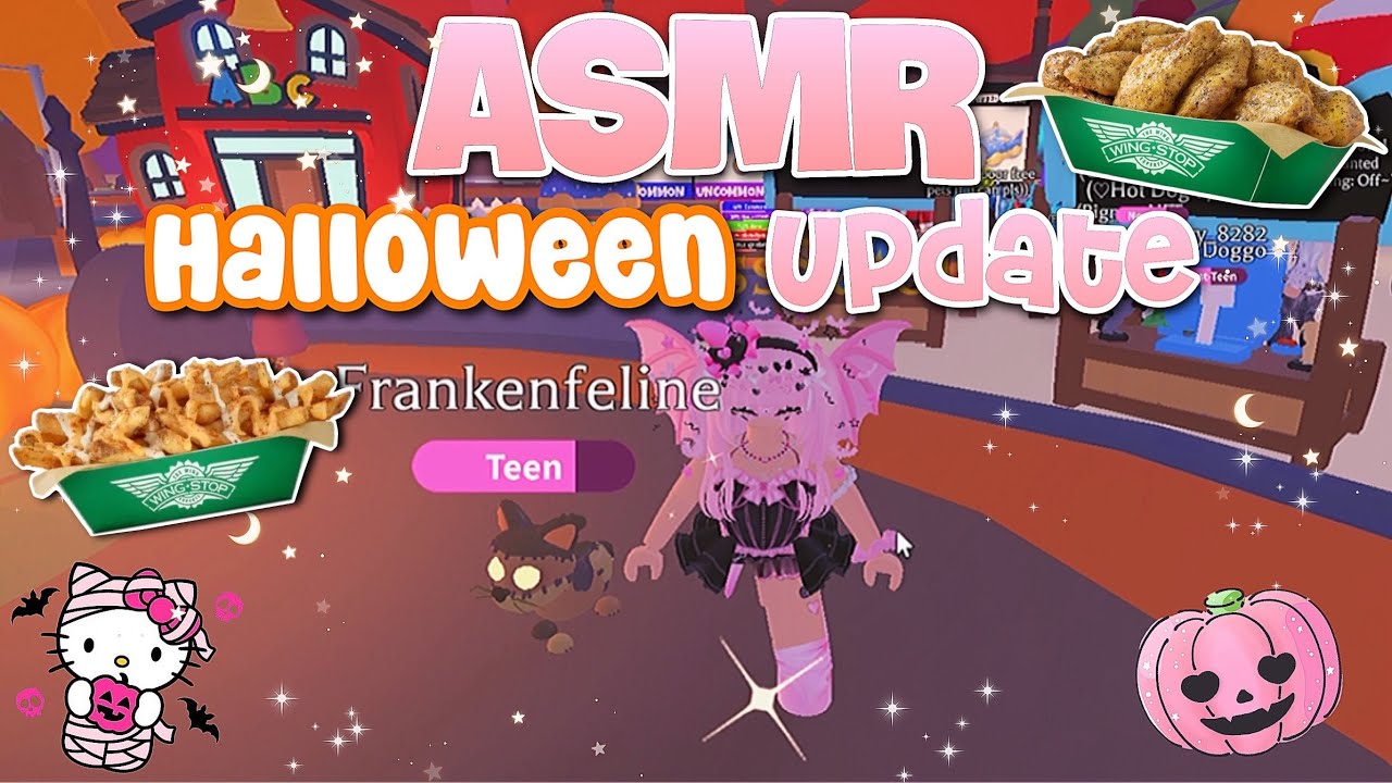 Adopt Me ASMR *тихий голос* Ем крылышки, болтаем и танцуем вместе! ОБНОВЛЕНИЕ К ХЭЛЛОУИНУ! 👄🍗