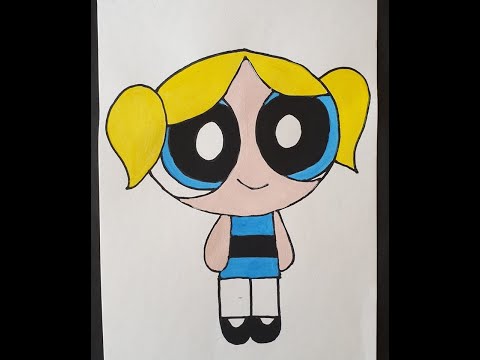 Como desenhar Bubbles de Meninas Superpoderosas com Poster Tintas
