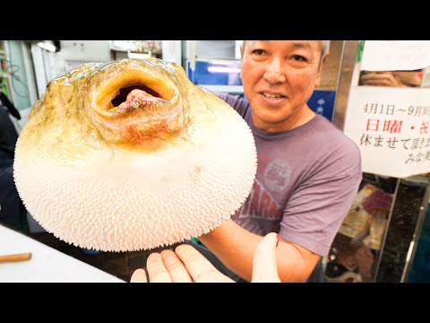japanese-street-food-tour-in-osaka,-japan---deadly-pufferfish-sashimi-(fugu)-+-noodle-tour-of-osaka!