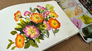 Watercolor Journal Day 81(Bright and beautiful flowers)