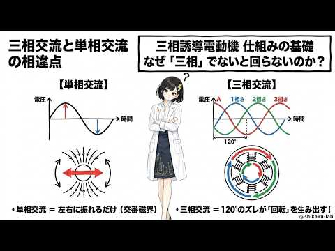 誘導機の回転磁界と同期速度を「120f÷p」で一発計算