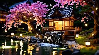 🌸 Peaceful Japanese Garden at Night 🌙 | Relaxing Water Sounds & Soft Music for Sleep 💧🎶 screenshot 3