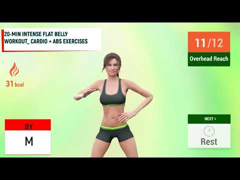 20 MIN INTENSE FLAT BELLY WORKOUT  CARDIO + ABS EXERCISES/20 წუთიანი ინტენსიური ვარჯიში ბრტყელი მუ