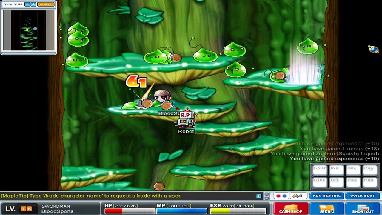 MapleStory - old school footage - Ellinia Slime Tree grinding
