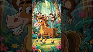 Lakdi Ki Kathi 🐴 Kids Song | Funny Jungle Story 🐒 | #babysong #reels  #shorts #kidsstory #cartoon