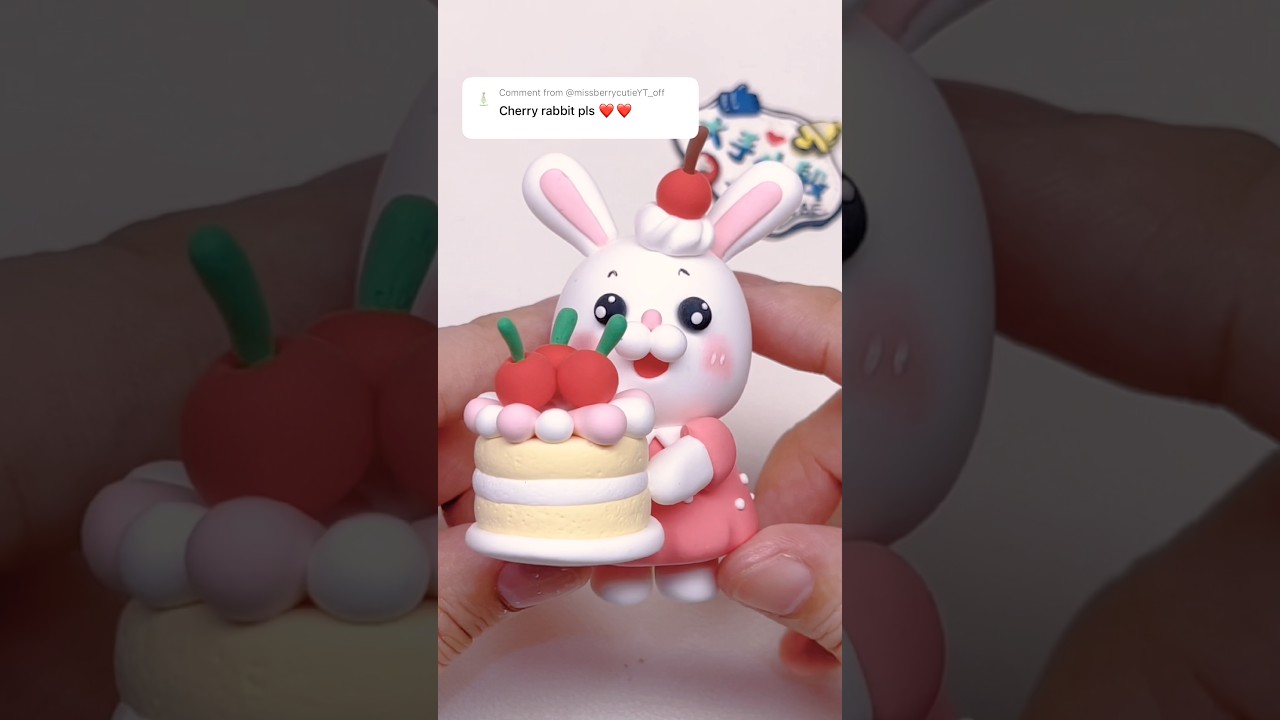 Cherry rabbits 🐰 🍒 #clay #clayart #rabbit #shorts