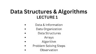 Data Structures & Algorithms | Lecture 1