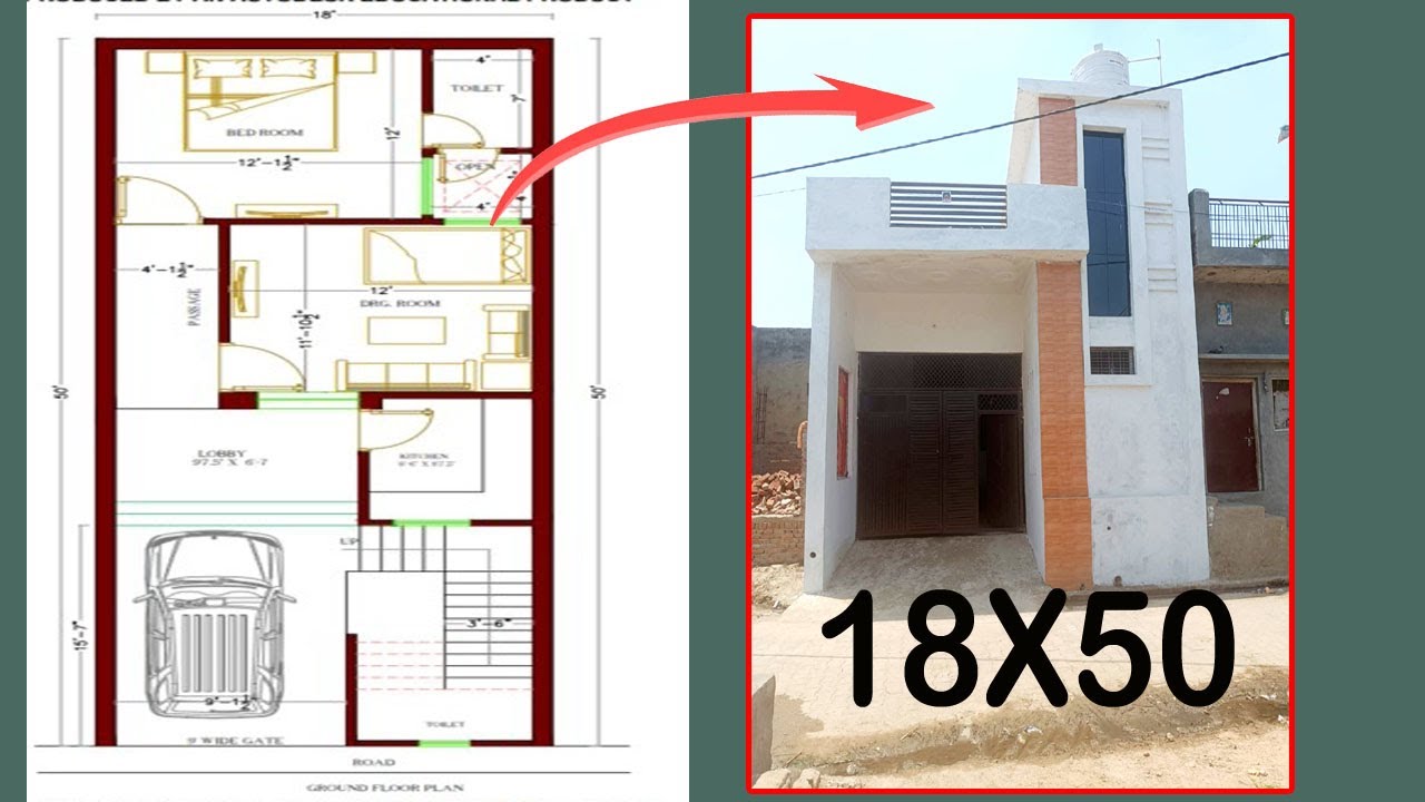18 X 50 House plan with car parking || 18*50 ghar ka naksha || 18x50 ...