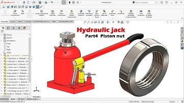 Design of Hydraulic Jack in solidworks | Part 4 Piston nut | Thread Feature | Solidworks Tutorial