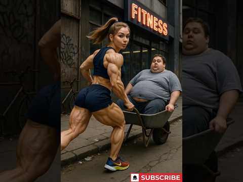 Muscular Strong Woman Takes Fat Man To The Gym 