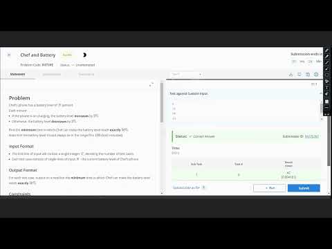 Chef and Battery | FIFTYPE | Codechef | STARTERS 86 | Full solution