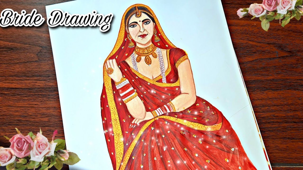 How To Draw a Beautiful Traditional Bride| Indian Bride Painting| Fashion Illustration| Braided Art