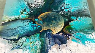 Acrylic Pouring with Hair Dryer, Stunning Pearl Cells &amp; Lacing on a Hand-Painted Sphere.No Silicone.