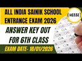 All India Sainik School Entrance Exam 2026 – Class 6 | Answer Key Out | Exam Date 18 January 2026