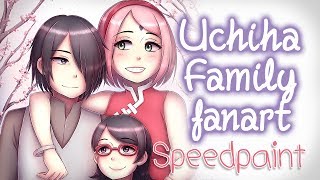 Uchiha Family Fanart - Speedpaint (Sasuke, Sakura, Sarada)
