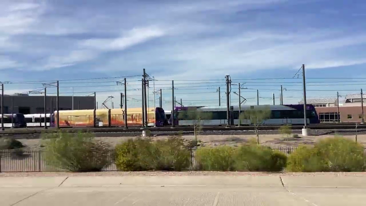 A Valley Metro Light Rail at the Light Rail yard at Phoenix AZ.