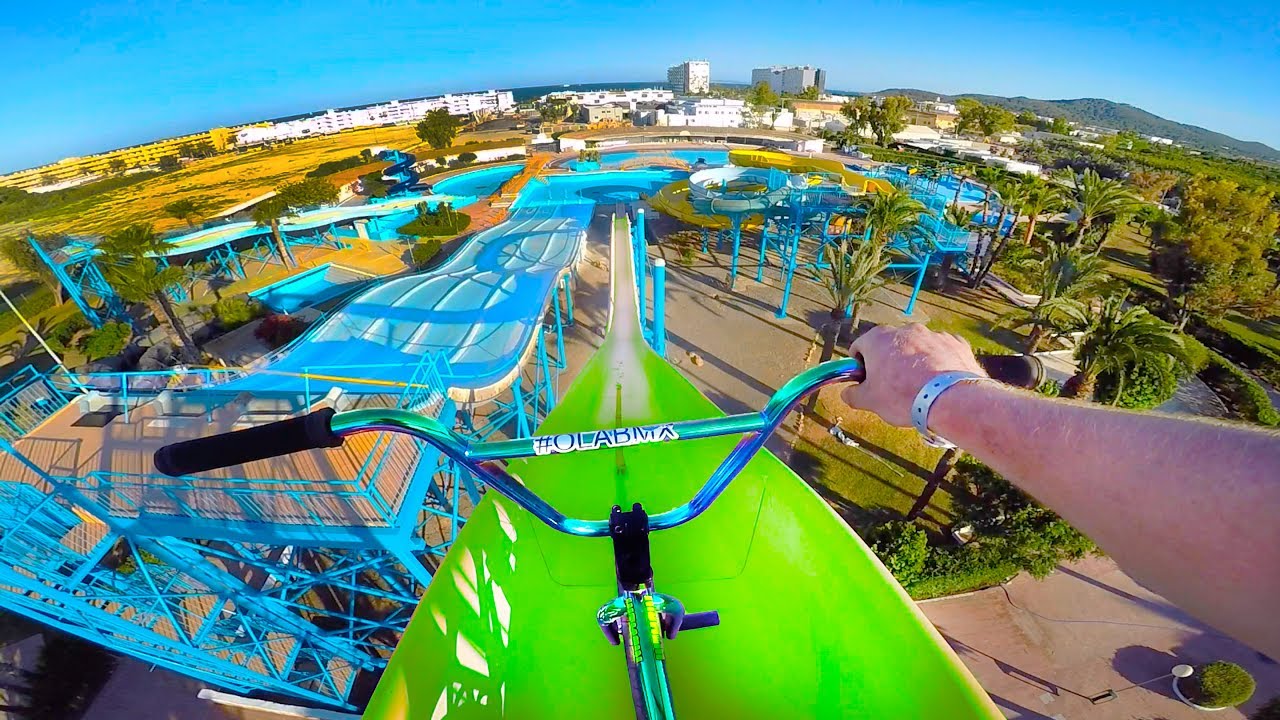 bmx riding at insane abandoned waterpark ibiza youtube