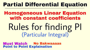 18. Rules for finding PI | Homogeneous Linear Equation with Constant Coefficients | Complete Concept