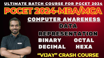 PGCET 2024 | KEA PGCET 2024 MBA MCA Computer Awareness |Data Representation