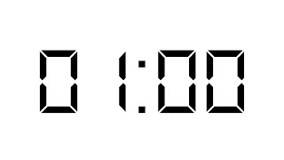 Timer 1 Minute Digital Font - White Screen No Copyright