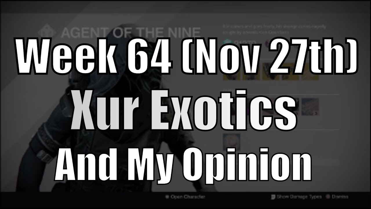 Destiny: Xur Location and Exotic Armor & Weapons (Week 64)