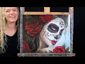 Learn How to Draw and Paint with Acrylics DIA DE LOS MUERTOS Easy Beginner Acrylic Painting Tutorial