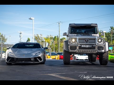 mercedes-benz-g6x6-brabus-700-hp-&-lamborghini-huracan-perfomante-at-prestige-imports-miami