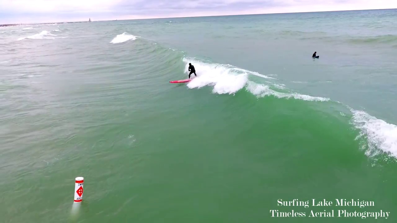 Surfing Lake Michigan Northwest Indiana Drone Footage YouTube