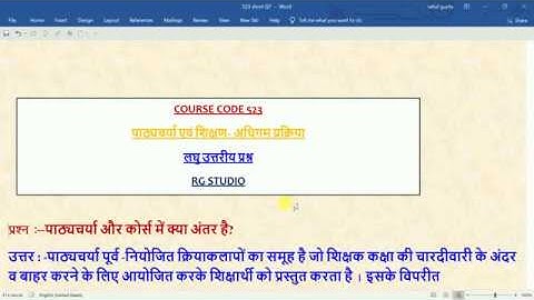 NIOS DLED BRIDGE COURSE (PDPET) IMPORTANT SHORT QUESTIONS COURSE 523 PART 70
