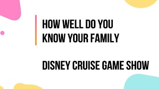 While on our disney cruise, my oldest daughter and husband were chosen
to play in a game show - how well do you know your family. they didn't
win, but d...