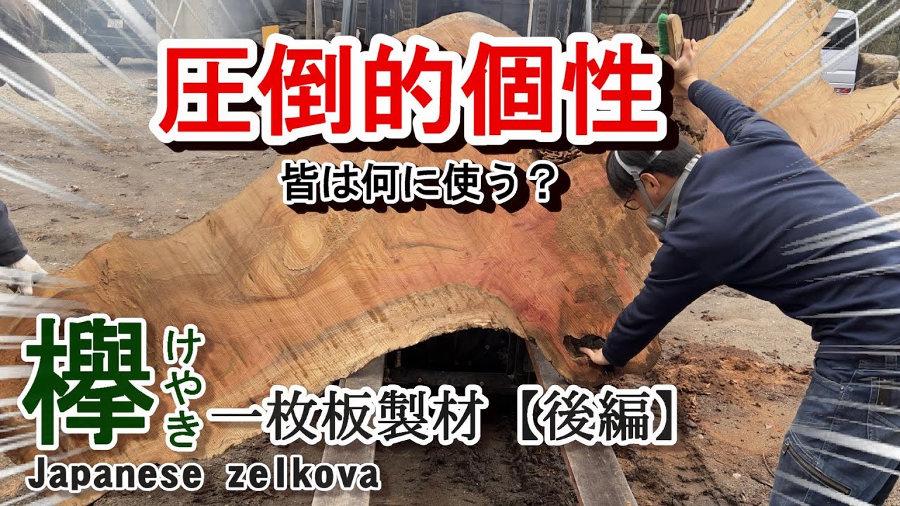 欅（けやき）】歪な原木製材したら個性的な材が沢山！？【後編】 - YouTube