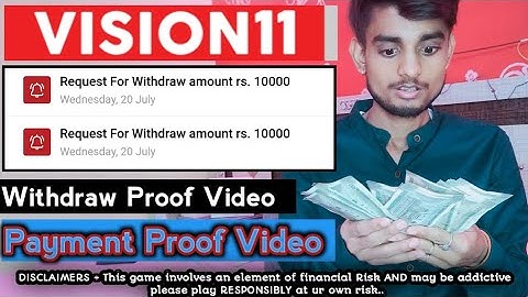 Vision11 Live Withdraw Proof Video | Vision11 Payment Proof Video | Vision11 se paisa kaise nikale |