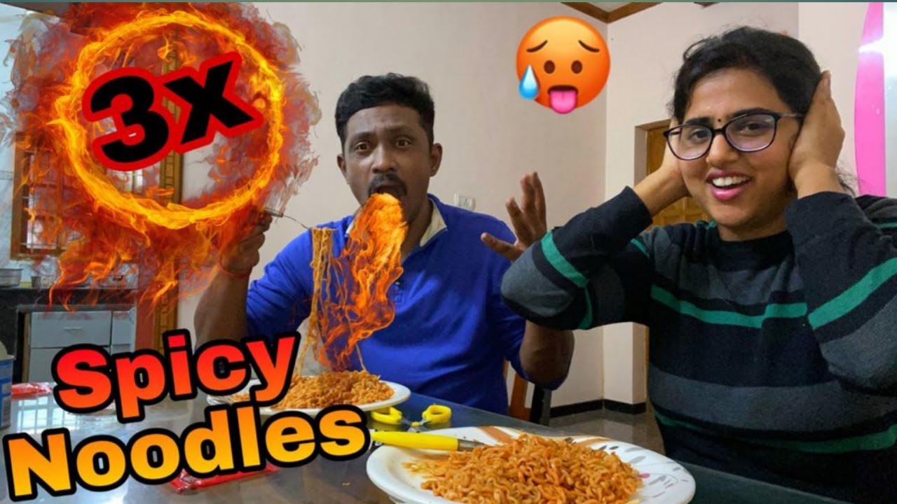 3x Spicy noodles challenge extreme hot and spicy noodles 🔥 couple