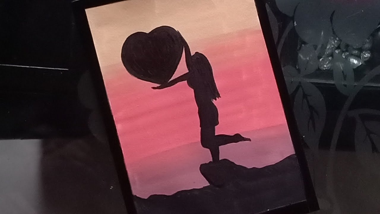 Love painting drawing realistic with watercolour Evening realistic love painting tutorial