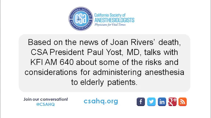 CSA President Dr. Paul Yost on Joan Rivers, Anesth...