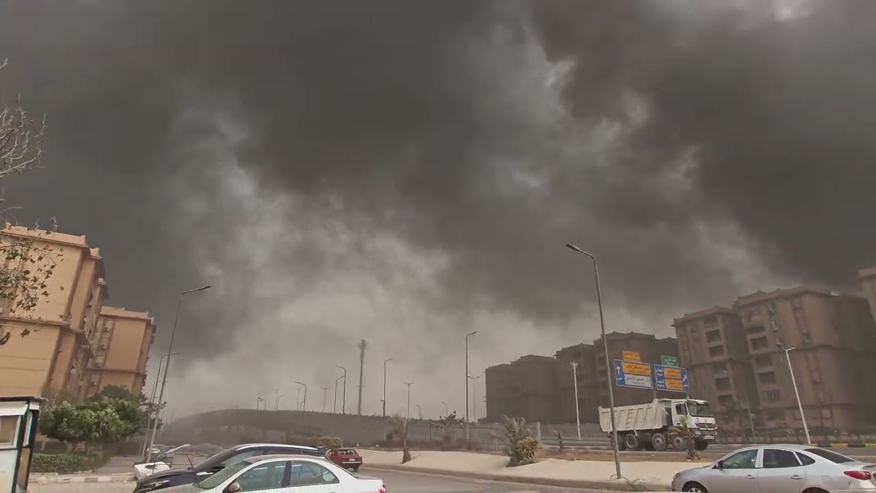 حريق بكومباوند Raville تحت الإنشاء - زهراء مدينة نصر 