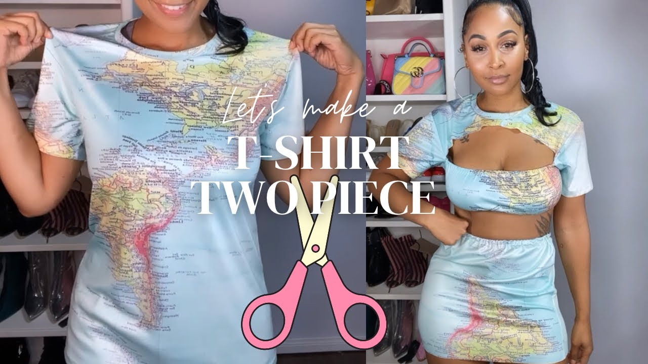 DIY | Transforming T-Shirt into skirt and top - YouTube