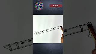 Easy flute drawing | How to draw flute | Krishna flute drawing